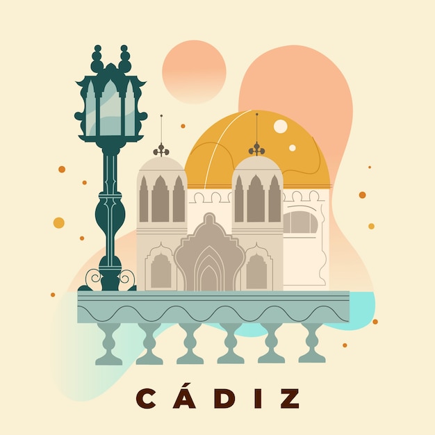 手绘加的斯西班牙插图