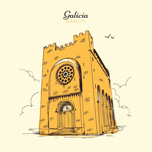手绘加利西亚西班牙插图