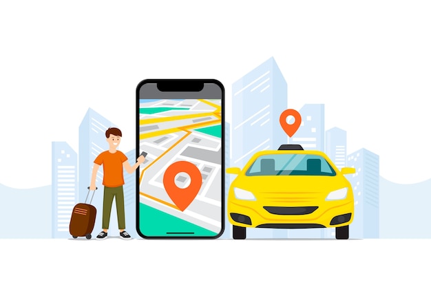 出租车打车服务插画