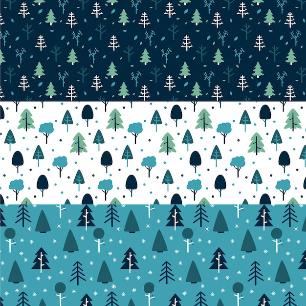 冬季树木无缝图案花纹