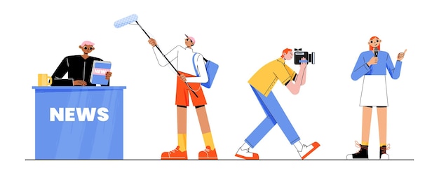 新闻采访扁平插画