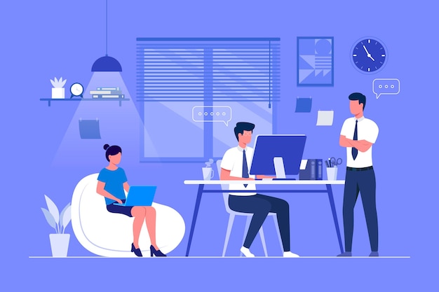 办公室工作扁平插画