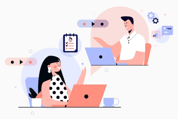 在线求职应聘插画