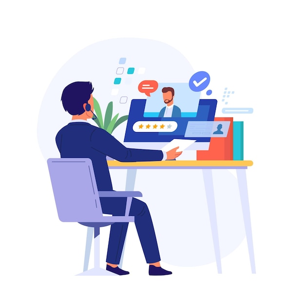 在线面试求职插画