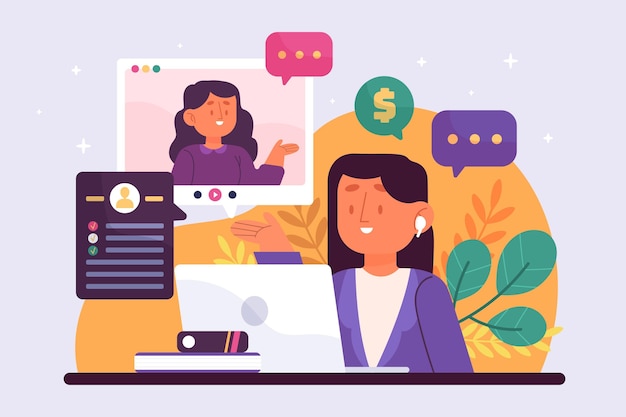 在线面试求职插画