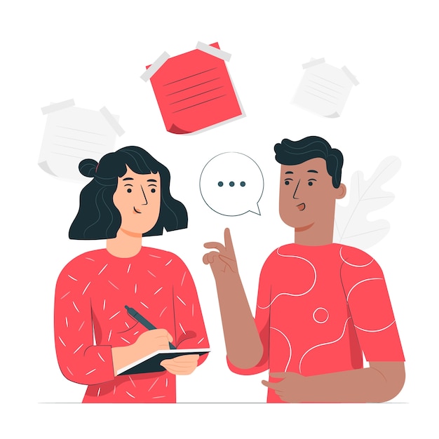 记笔记采访扁平插画