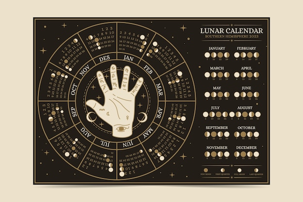 神秘风格2023日历年历模板