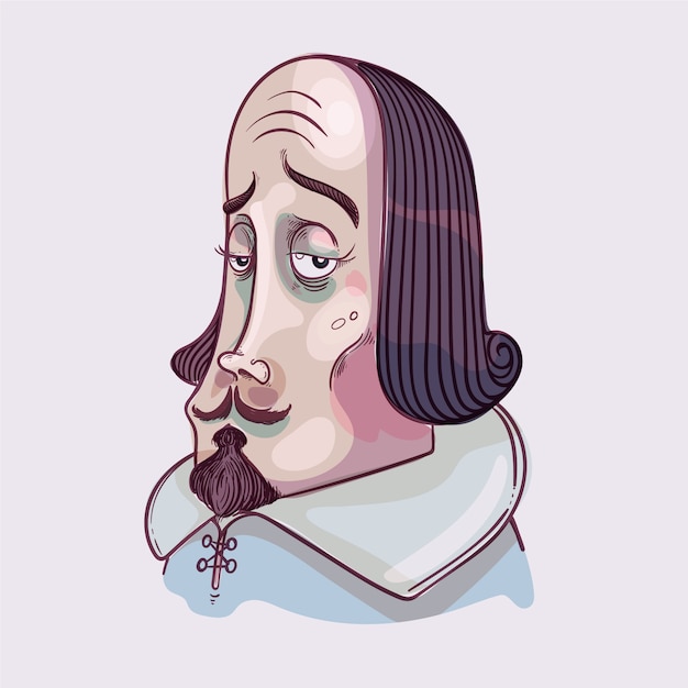手绘夸张莎士比亚角色人物插画