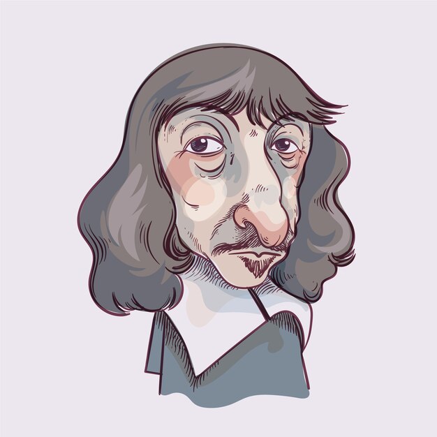 手绘夸张笛卡尔角色人物插画