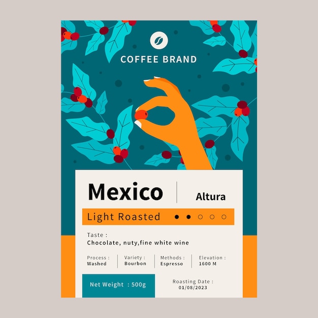 咖啡包装标签贴纸模板