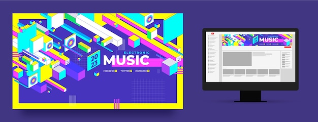 抽象电子乐音乐banner横幅