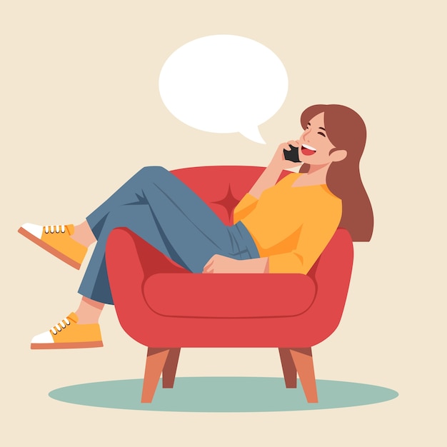 打电话交流聊天人物插画