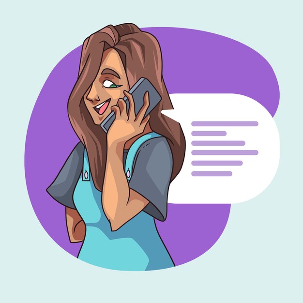 打电话交流聊天人物插画