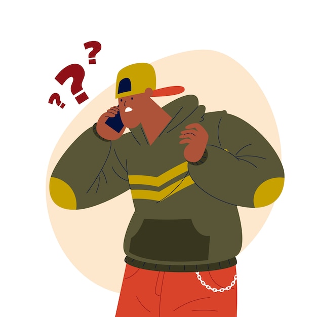 打电话交流聊天人物插画