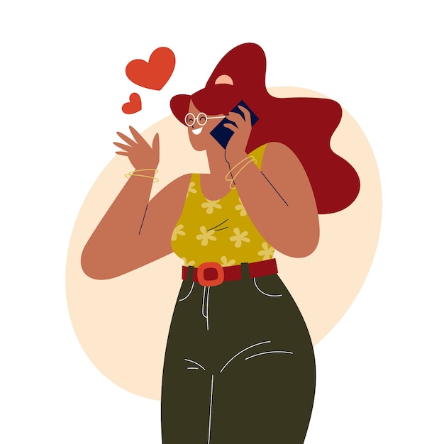 打电话交流聊天人物插画