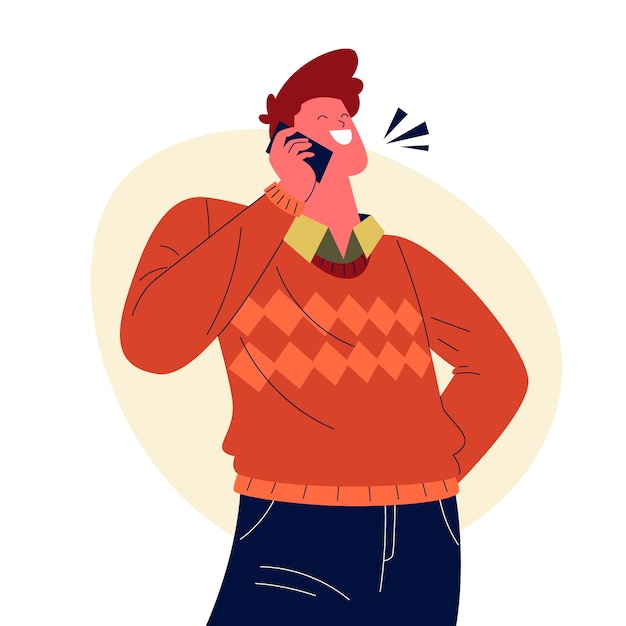 打电话交流聊天人物插画