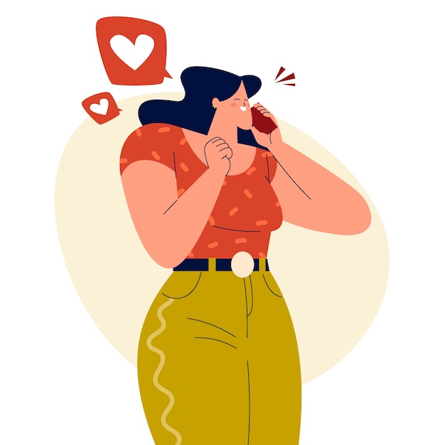 打电话交流聊天人物插画