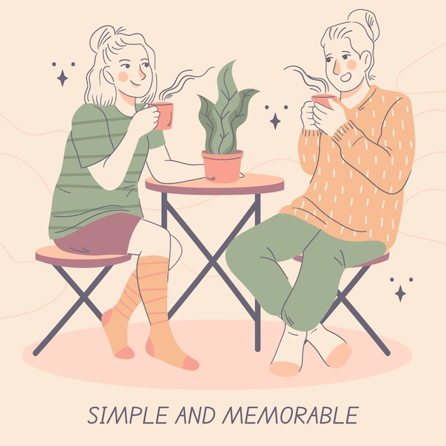 喝咖啡的人插画
