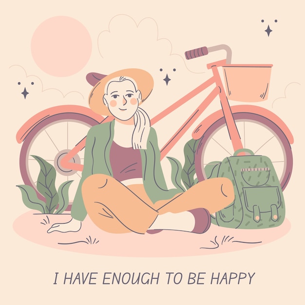 自行车人物插画