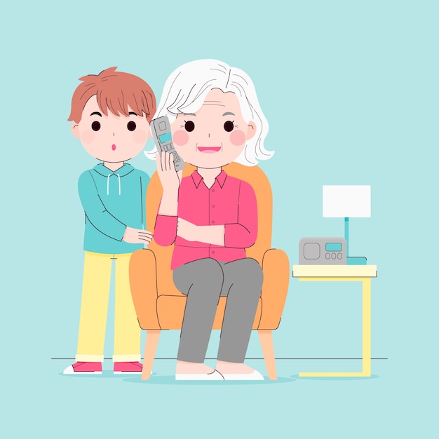 打电话交流聊天人物插画