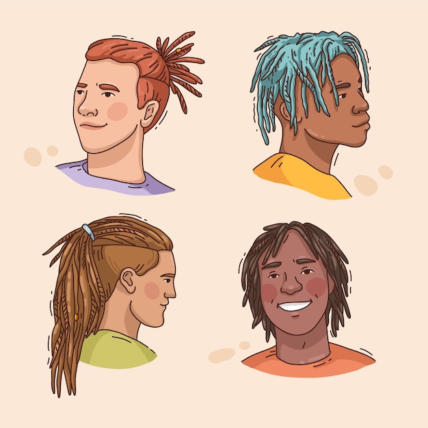 脏辫男人女人人物插画