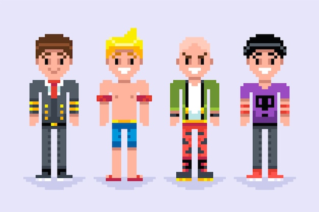 手绘像素风格人物插画