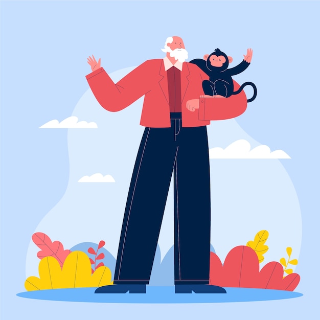 手绘查尔斯达尔文插画