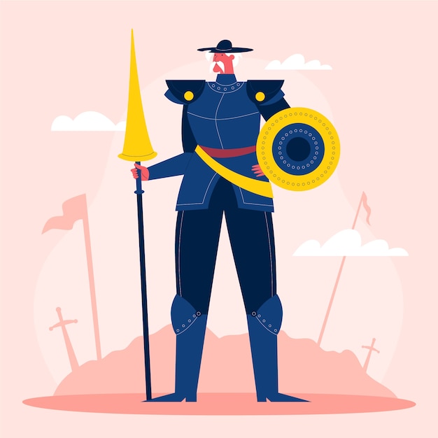 手绘唐吉诃德插画