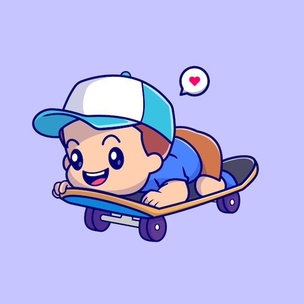 玩滑板的男孩插画