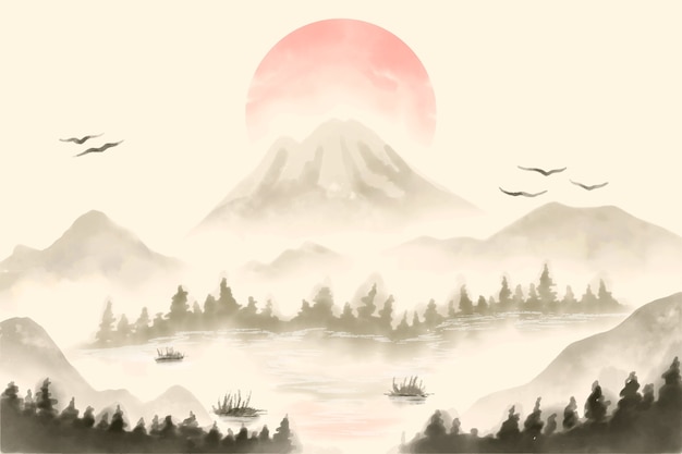 水彩中国风插画