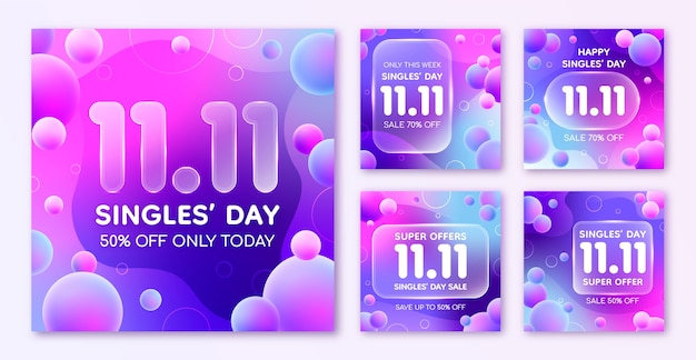 渐变双十一双11促销模板