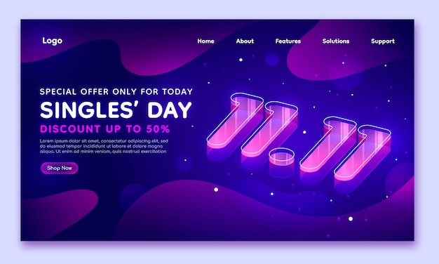 渐变双十一双11促销模板