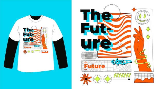 服饰T恤图案插画模板