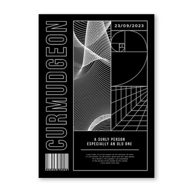 斐波那契数列抽象线条海报