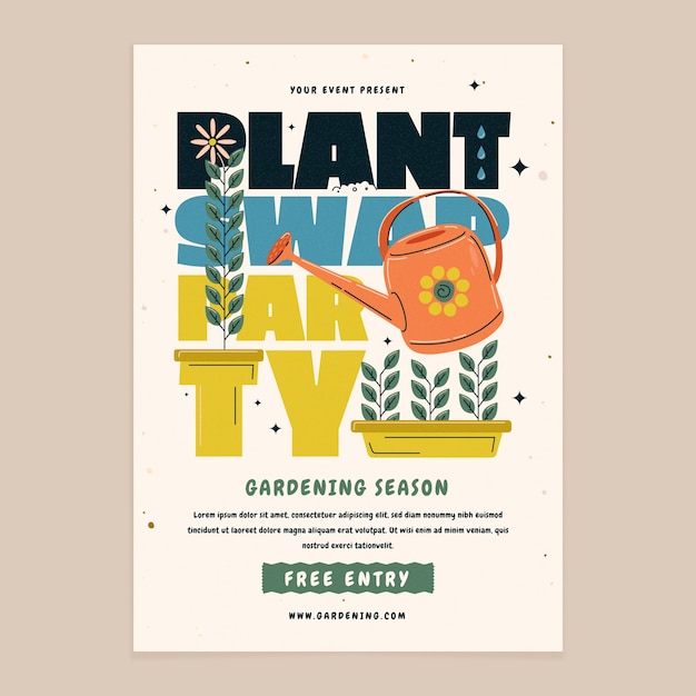 手绘园艺海报模板