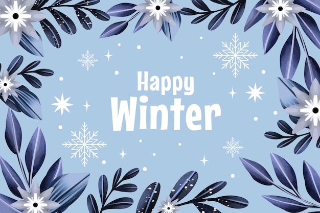 冬季植物叶子花朵装饰边框背景