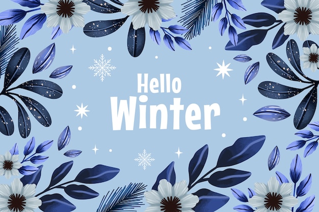 冬季植物叶子花朵装饰边框背景