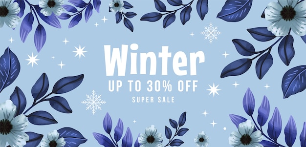 冬季植物叶子花朵装饰边框背景