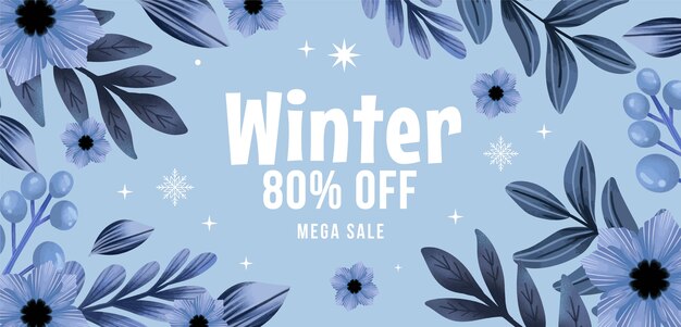 冬季植物叶子花朵装饰边框背景