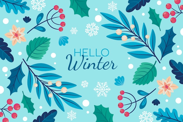 冬季植物叶子花朵装饰边框背景