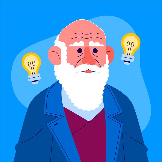 达尔文卡通插画