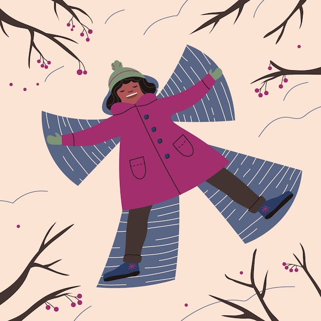 雪地里玩耍的人插画