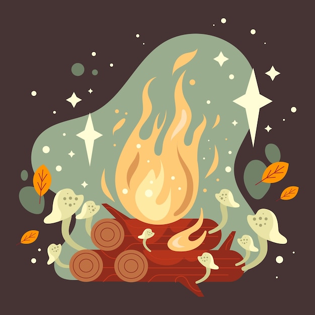 火焰篝火插画