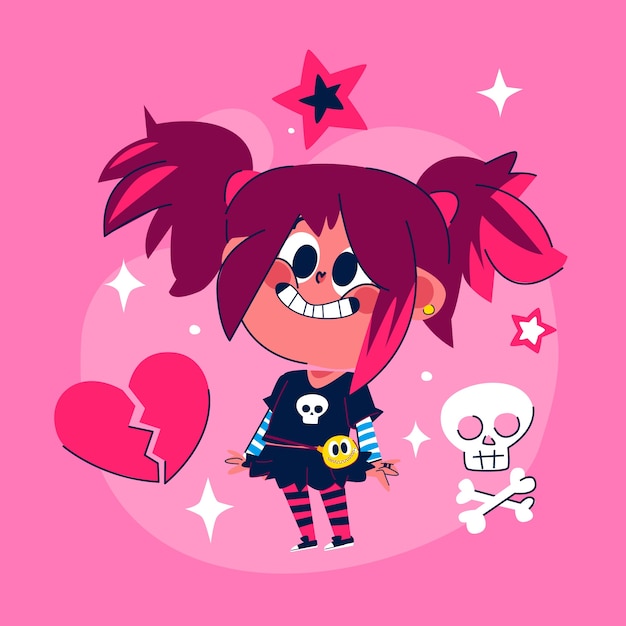 街头叛逆风格人物插画