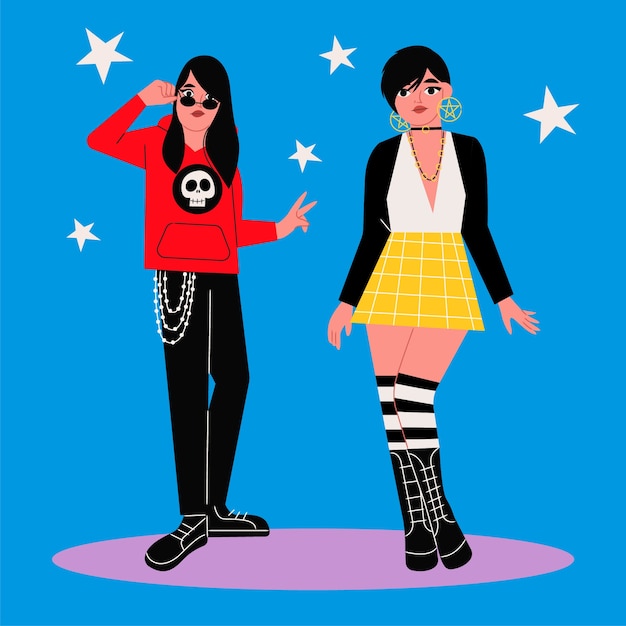 街头叛逆风格人物插画