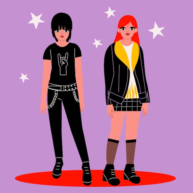 街头叛逆风格人物插画