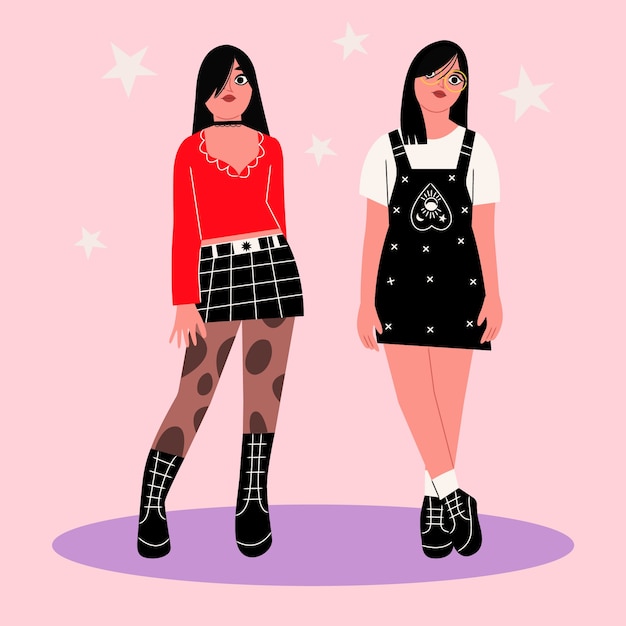 街头叛逆风格人物插画