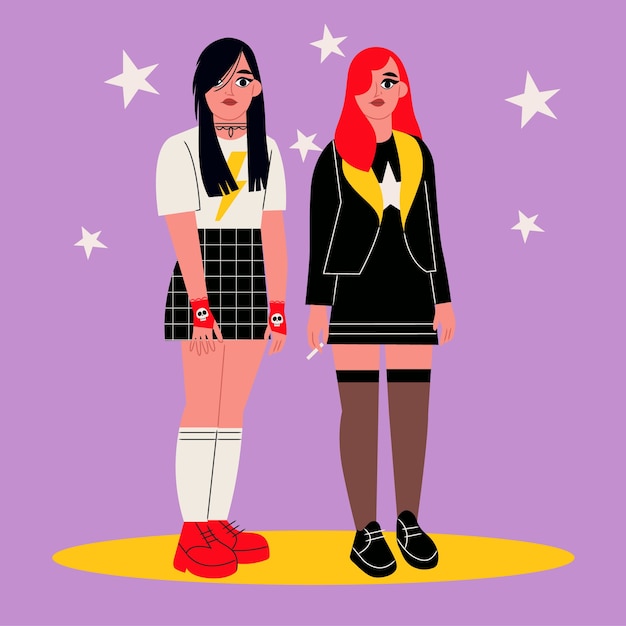 街头叛逆风格人物插画