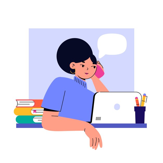 打电话的人交流沟通扁平插画