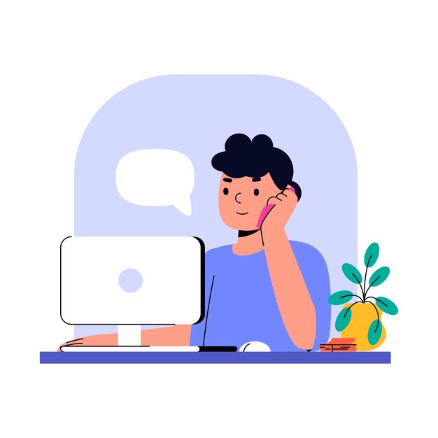 打电话的人交流沟通扁平插画